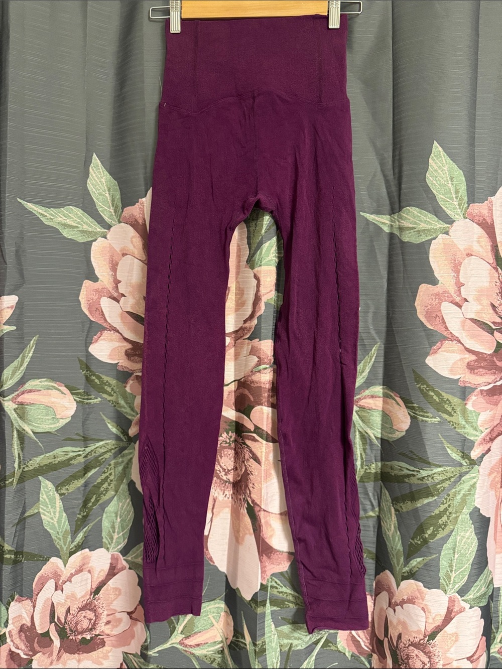 Free People Deep Plum Ribbed High-Waist Leggings